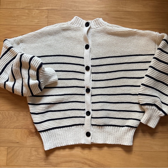 Alex Mill Stripe Cotton Sweater Button Front / Back Crewneck - Wear TWO ways! - Picture 11 of 15